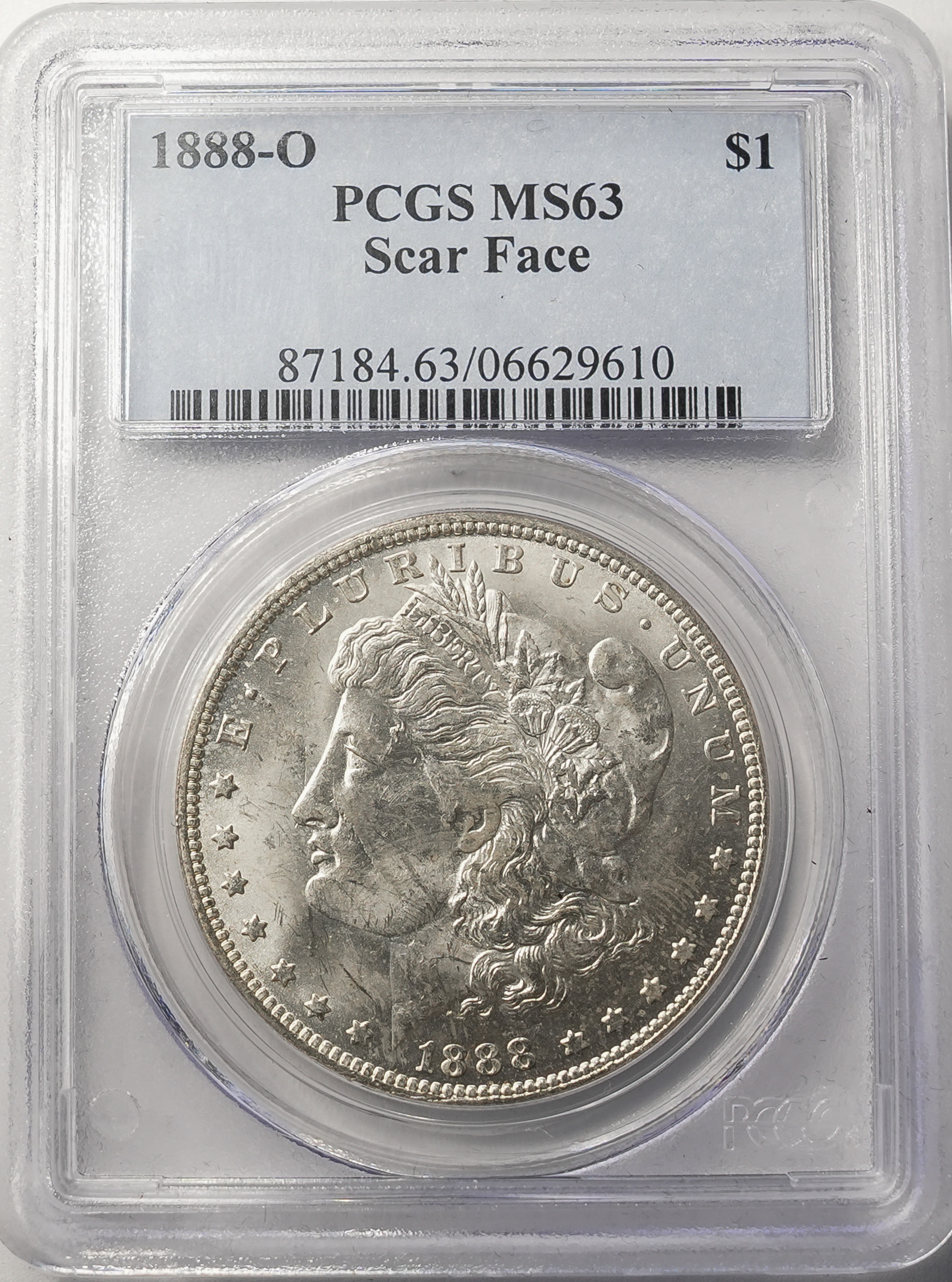1888-O Morgan Dollar PCGS MS63 Scar Face